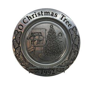 VTG Wilton Armetale O Christmas Tree 1992 Pewter Plate 11” Hanging Decorative